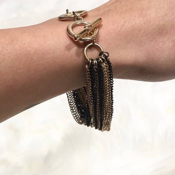Y2k Express Black & Gold Chain Link Bracelet - Picture 2 of 6